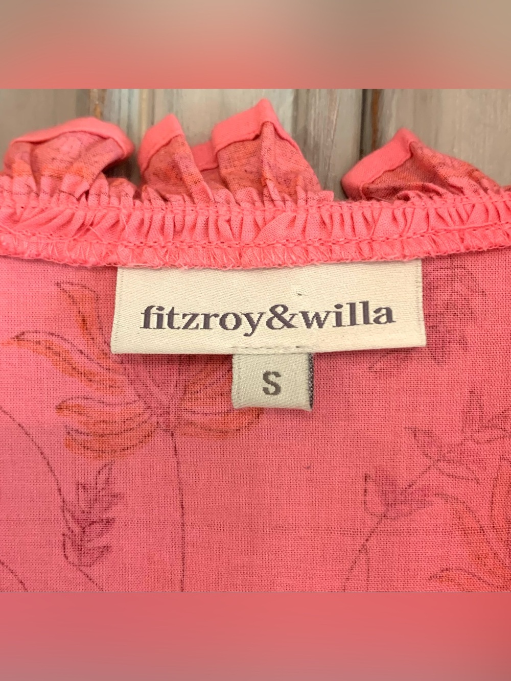 Fitzroy & Willa Soleil Coral Pink Floral Maxi Dress Sz S - Picture 2 of 7